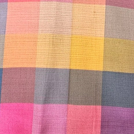 Checked Raw Silk Fabric - EC17336 - Flat fabric