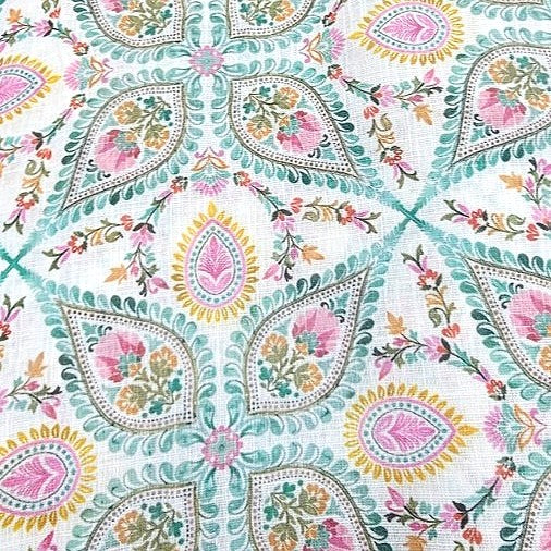 Paisley Linen Slub Fabric - EC17339 - Flat fabric