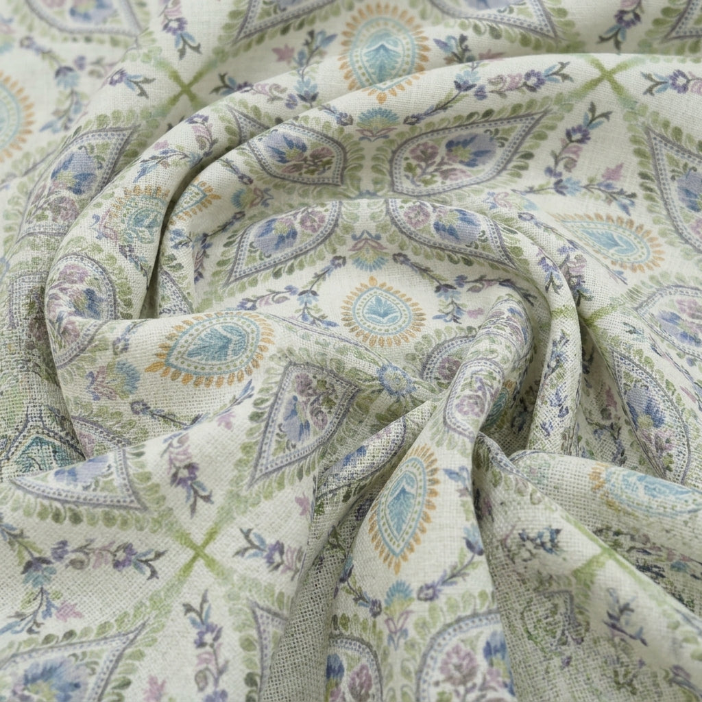 Paisley Linen Slub Fabric - EC17340 - Swirl