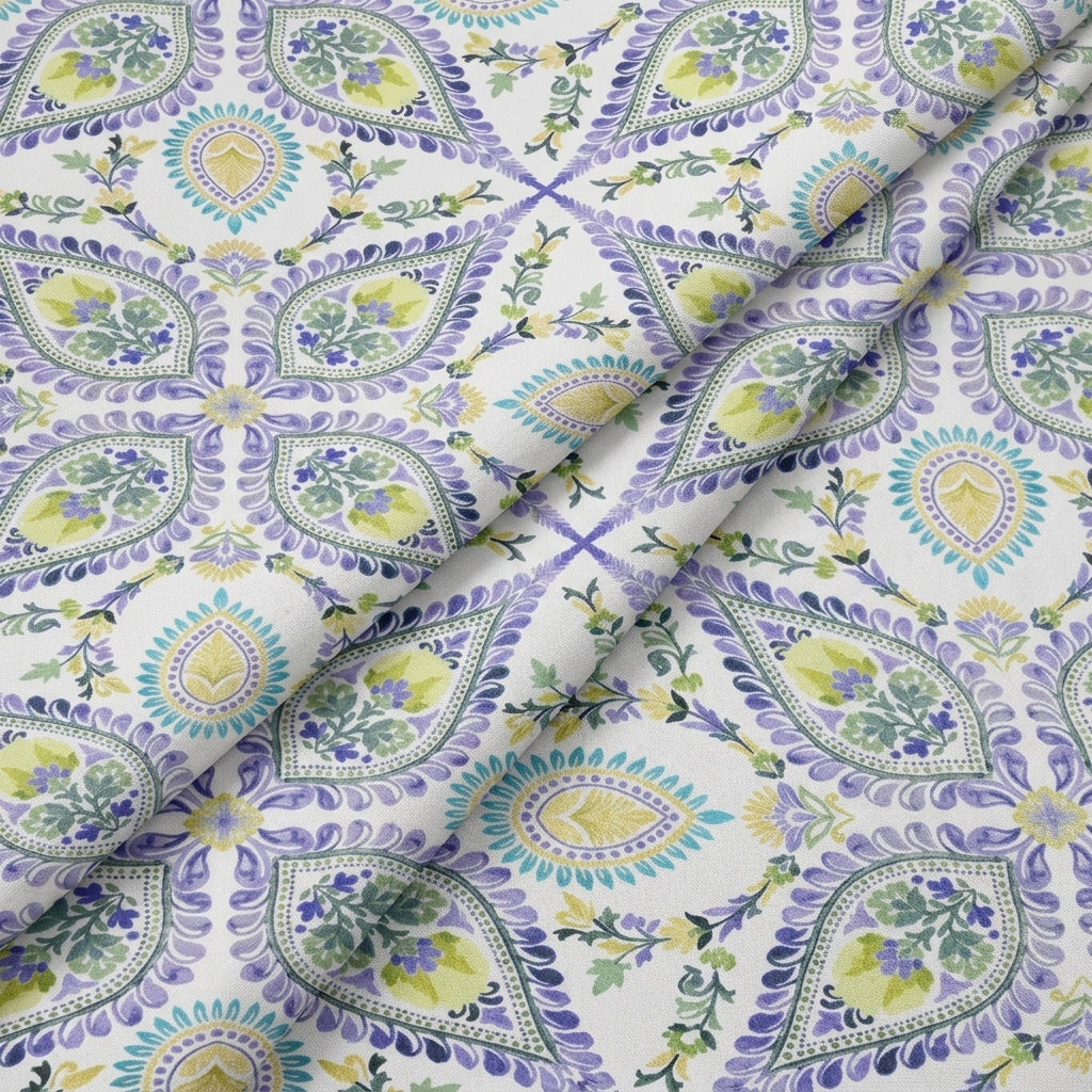 Folded Paisley White Paisley Linen Fabric