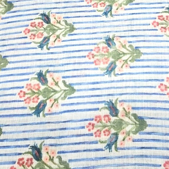 Floral Linen Fabric - EC17344 - Flat fabric