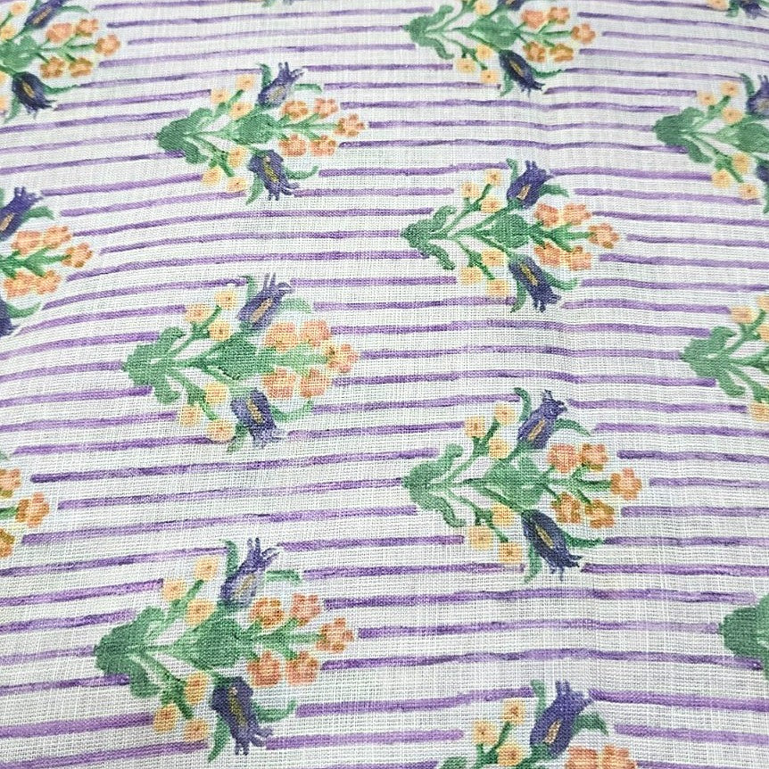 Floral Linen Fabric - EC17345 - Flat fabric