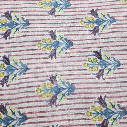 Floral Linen Fabric - EC17346 - Flat fabric