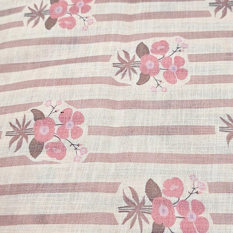 Floral Linen Slub Fabric - EC17348 - Flat fabric
