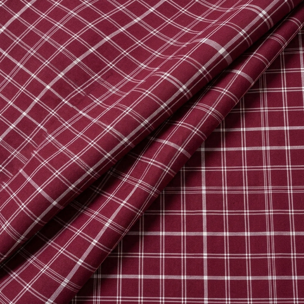 Pink Checked Cotton Fabric, folded