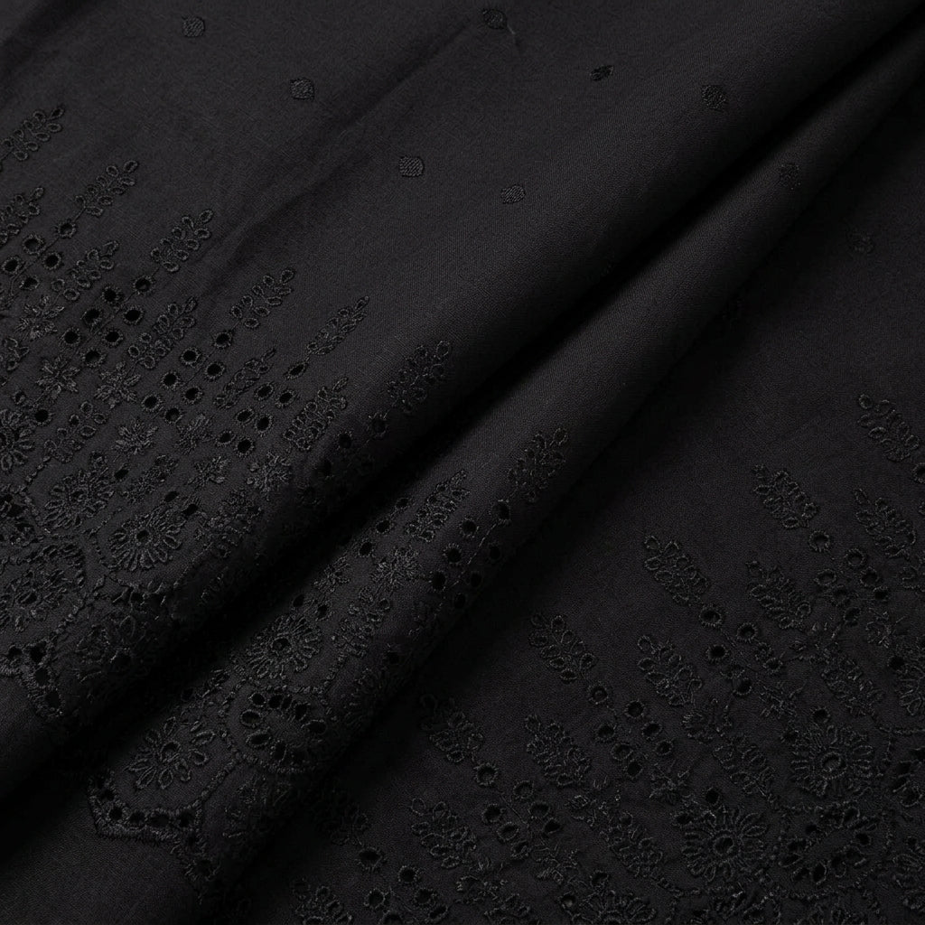 Folded Embroidery Black Embroidery Cotton Fabric