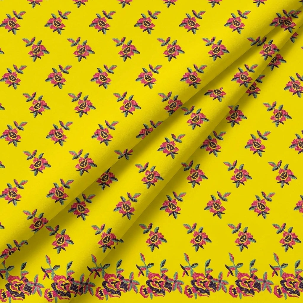 Folded Embroidery Yellow Embroidery Cotton Fabric