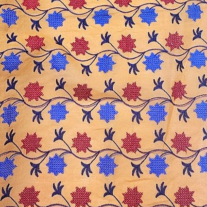 Orange Embroidery Cotton Fabric - EC17389 - EC17389 - Flat fabric