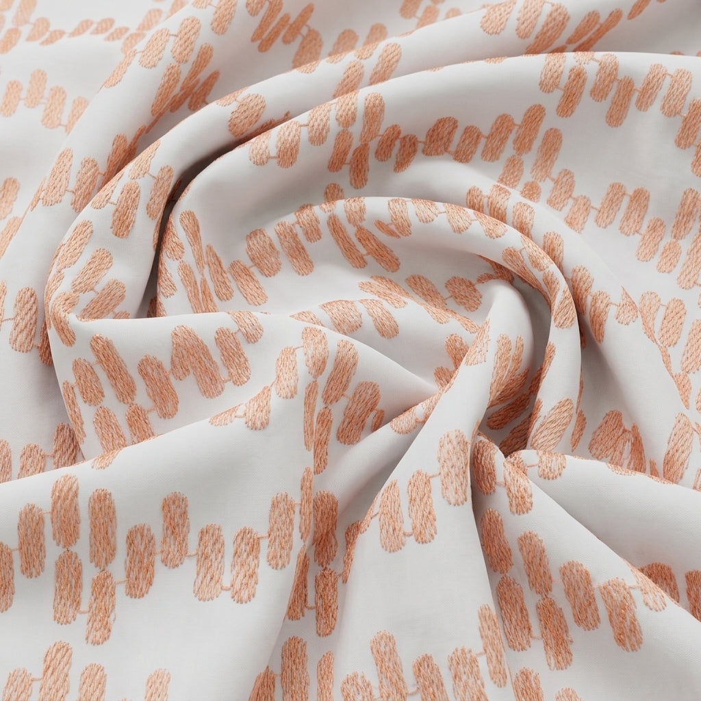 Swirled Embroidery White Embroidery Cotton Fabric