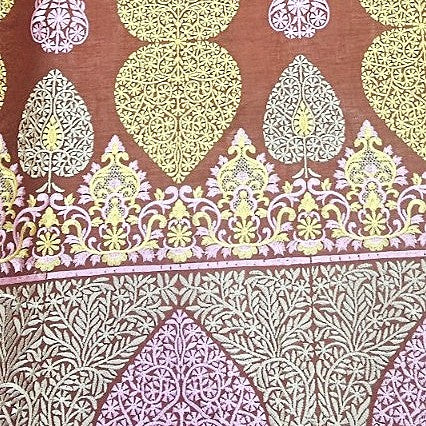 Brown Embroidery Cotton Fabric - EC17398 - EC17398 - Flat fabric