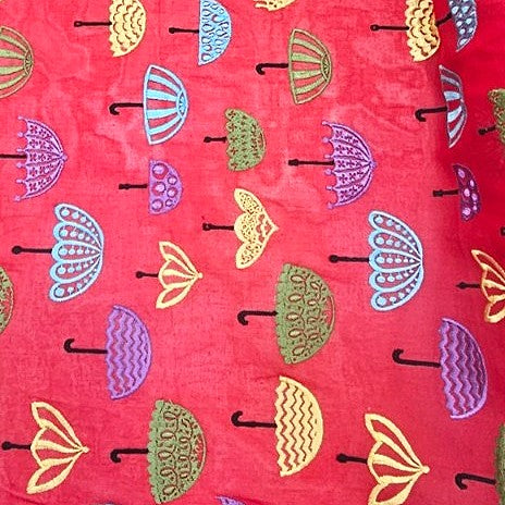 Red Embroidery Cotton Fabric - EC17400 - EC17400 - Flat fabric