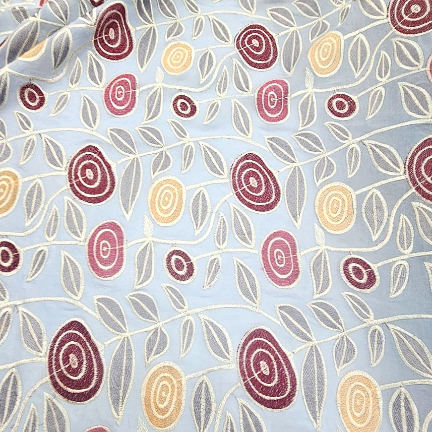 Light Blue Embroidery Cotton Fabric - EC17402 - EC17402 - Flat fabric