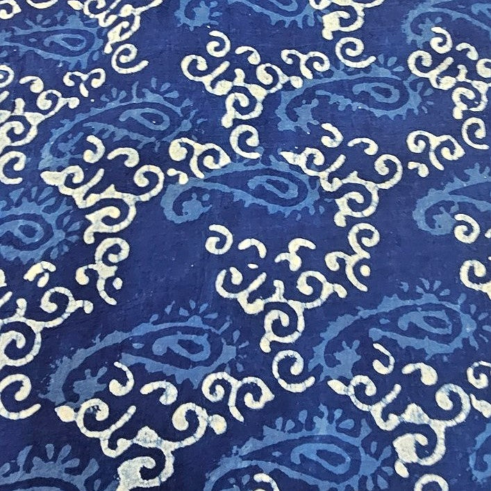 Indigo Paisley Cotton Fabric - EC17473 - EC17473 - Flat fabric
