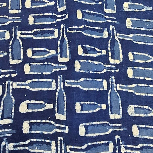 Indigo Block Print Cotton Fabric - EC17474 - EC17474 - Flat fabric