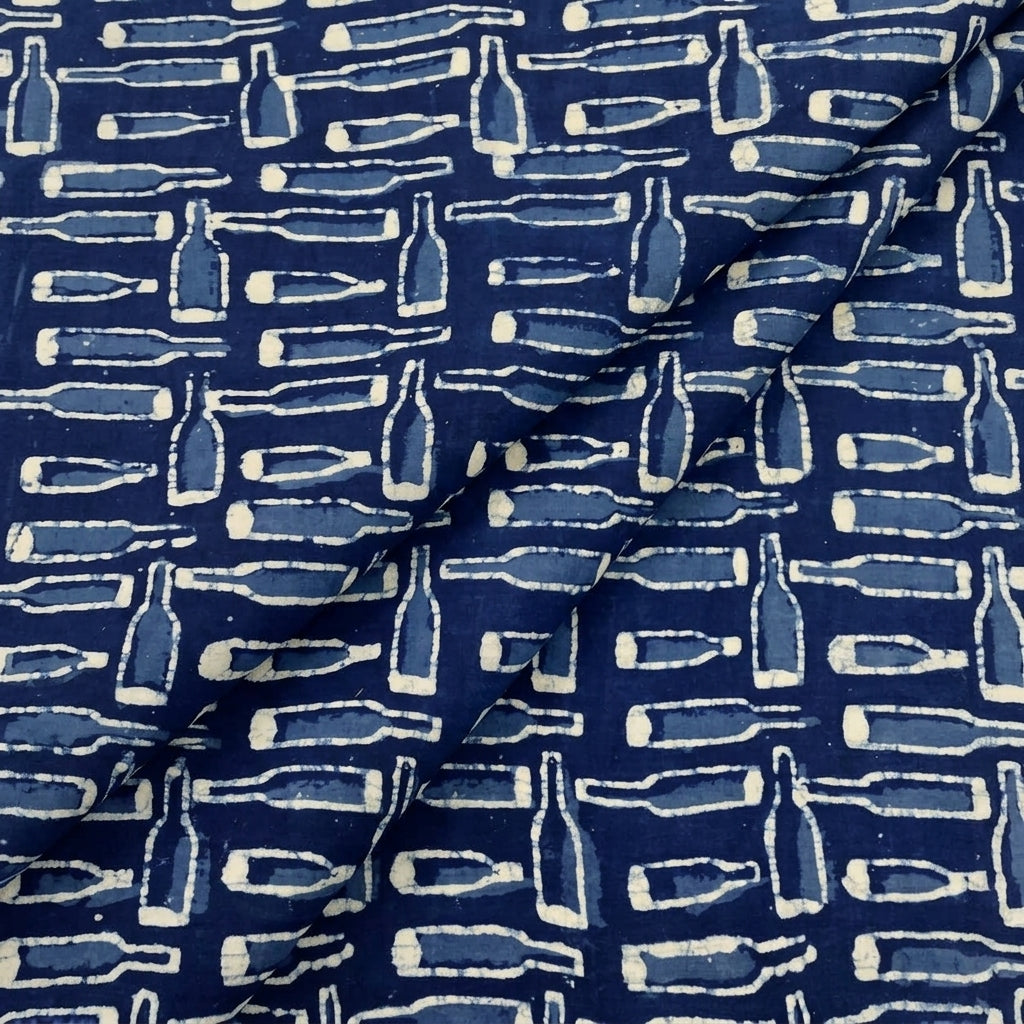 Folded Block Print Indigo Block Print Cotton Fabric