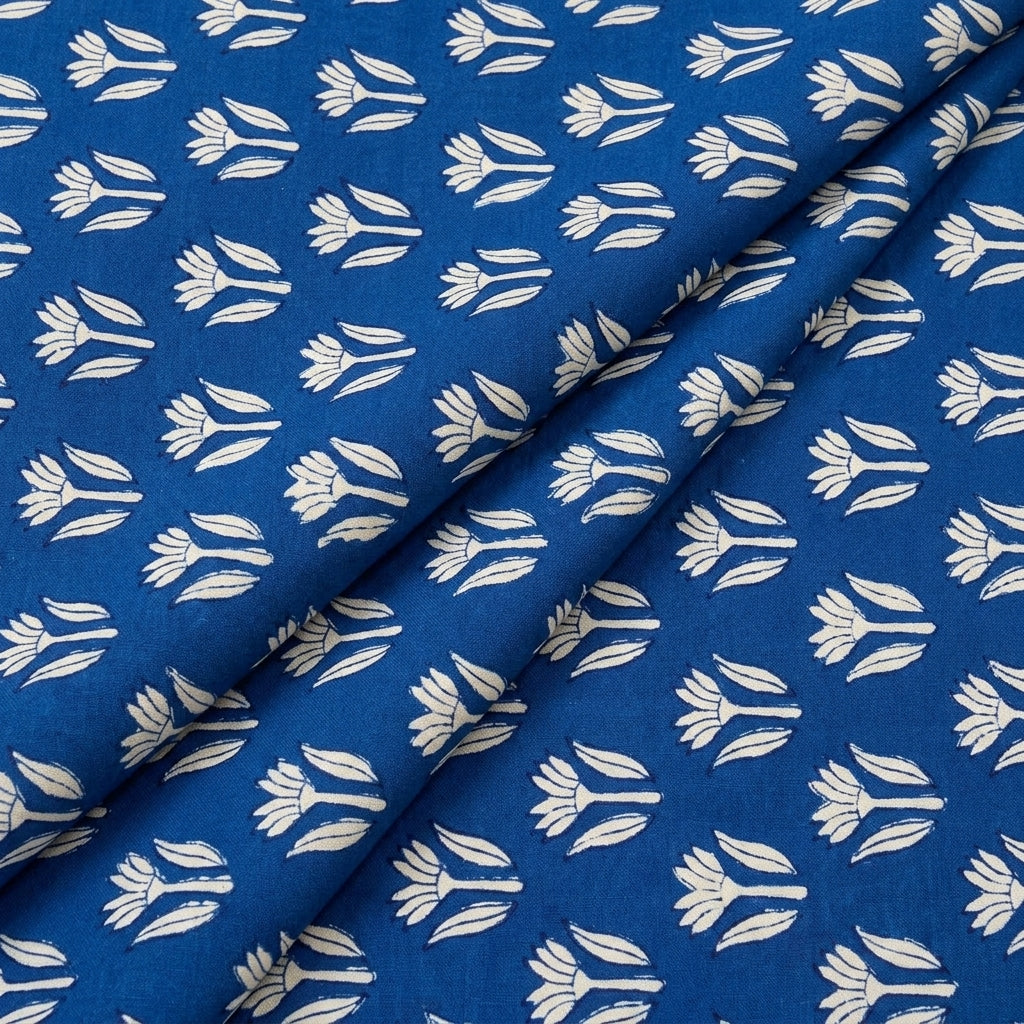 Folded Block Print Indigo Block Print Cotton Fabric
