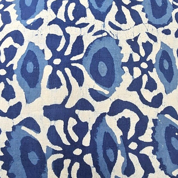 Indigo Block Print Cotton Fabric - EC17476 - EC17476 - Flat fabric