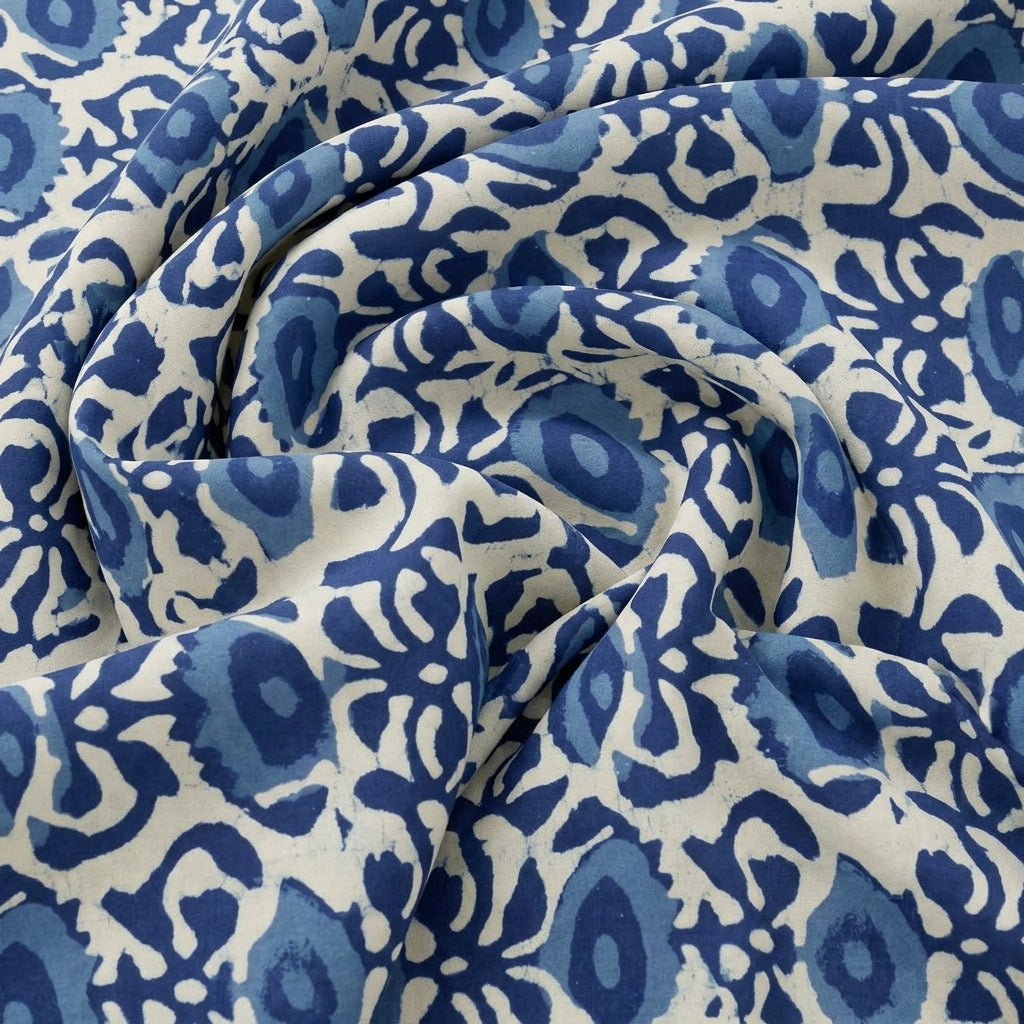 Indigo Block Print Cotton Fabric - EC17476