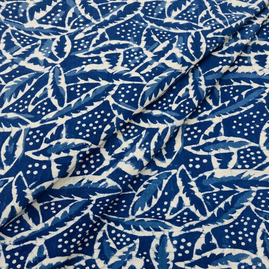 Folded Block Print Indigo Block Print Cotton Fabric