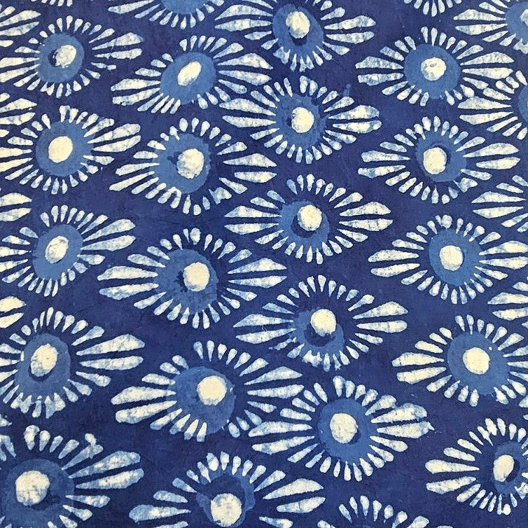 Indigo Block Print Cotton Fabric - EC17482 - EC17482 - Flat fabric