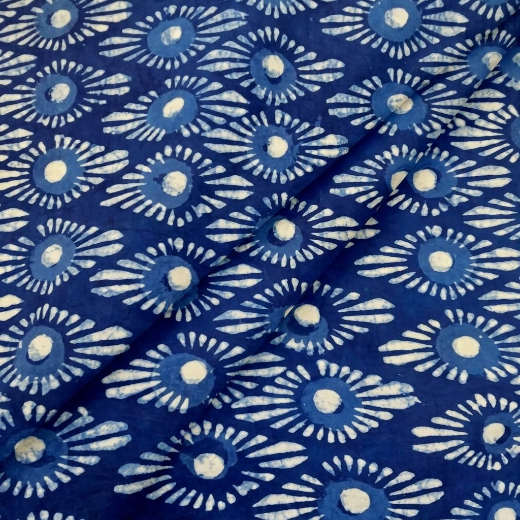 Folded Block Print Indigo Block Print Cotton Fabric