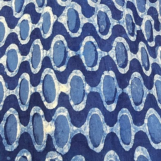 Indigo Block Print Cotton Fabric - EC17483 - EC17483 - Flat fabric