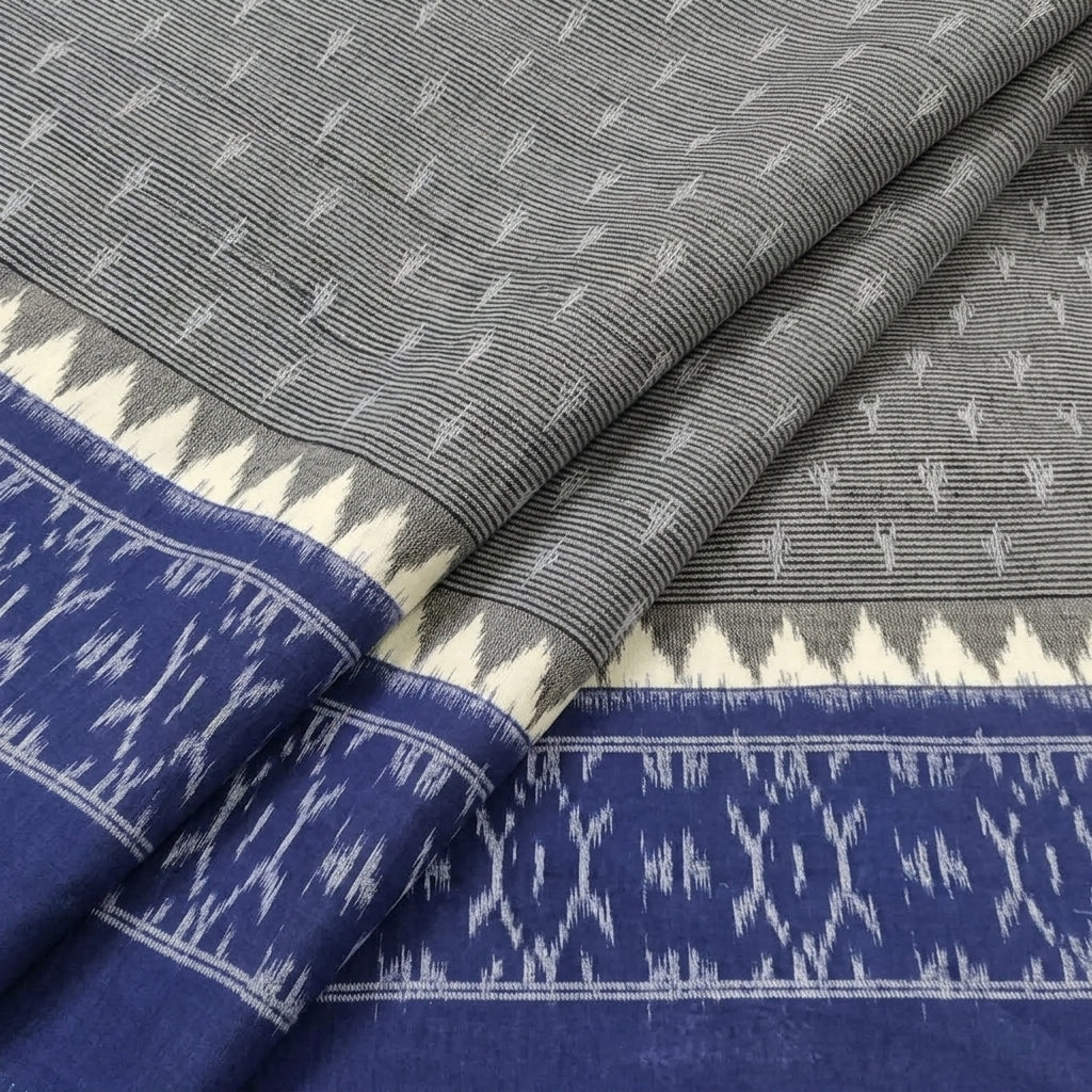 Folded Ikat Grey Ikat Cotton Fabric