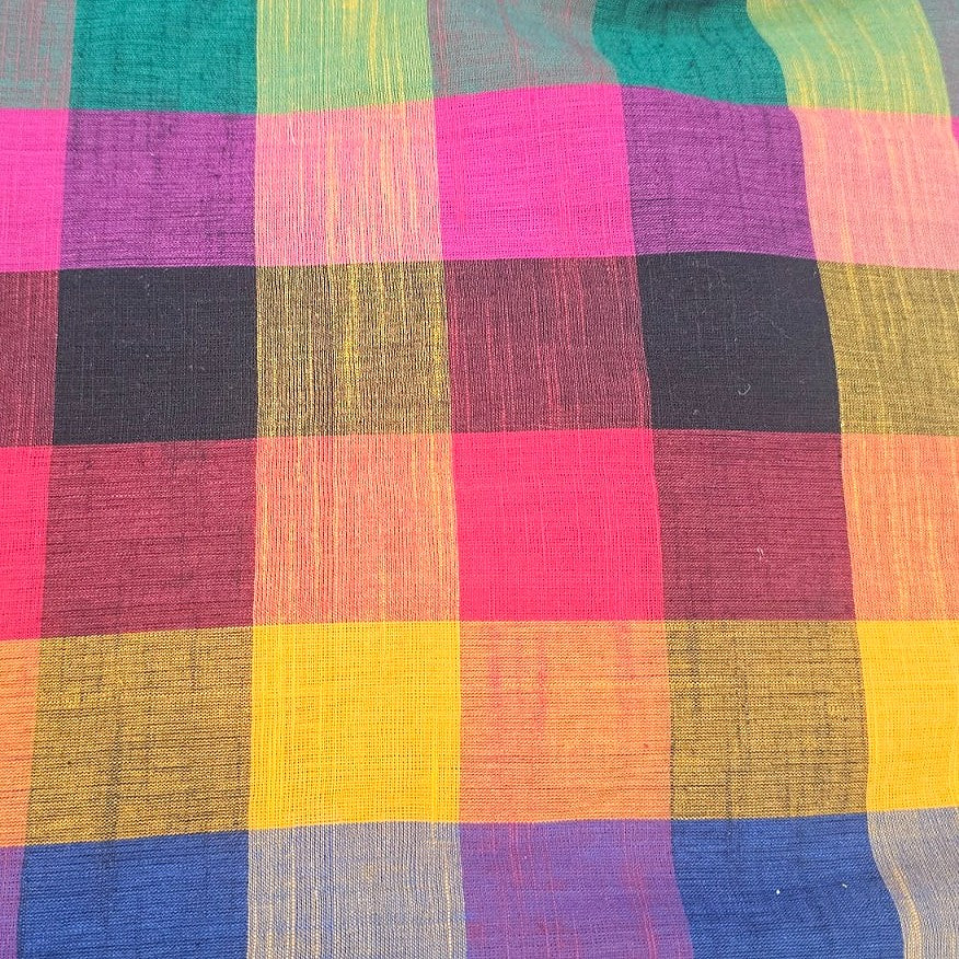 Multicolor Checked Cotton Fabric - EC17492 - EC17492 - Flat fabric