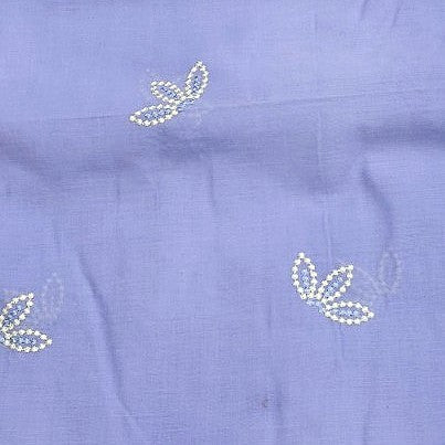 Violet Embroidery Cotton Fabric, laid flat