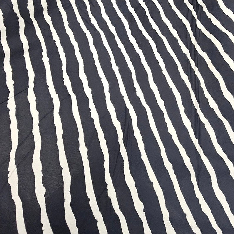 Black Stripes Rayon Fabric, laid flat