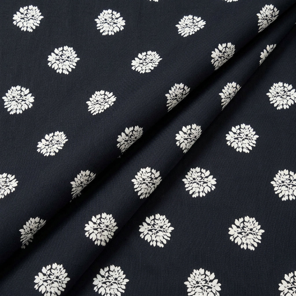 Folded Black Floral Rayon Fabric