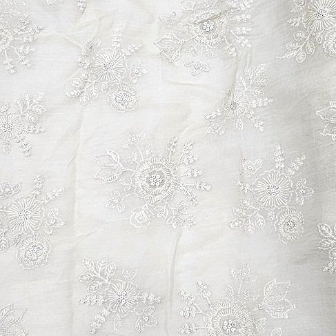 Beige Embroidery Tissue Fabric, laid flat