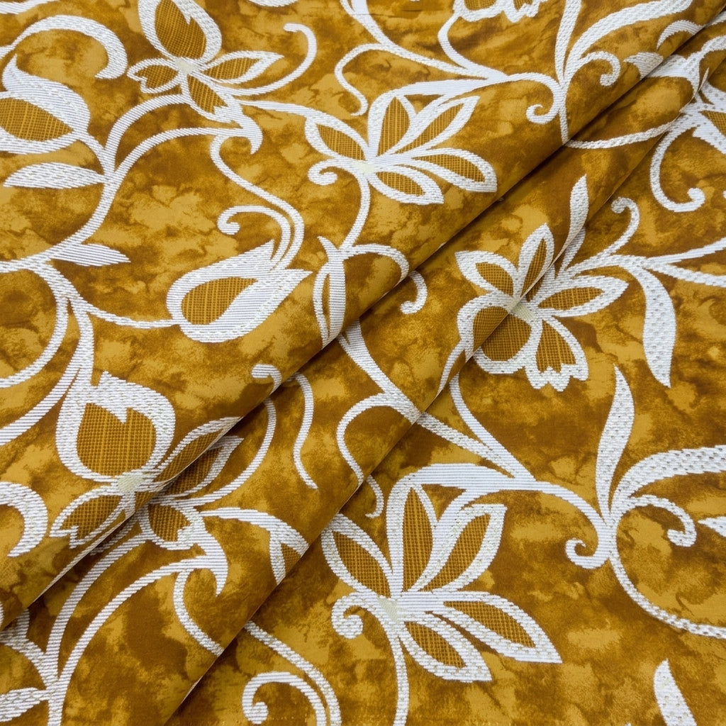 Folded Yellow Foil Print Rayon Fabric