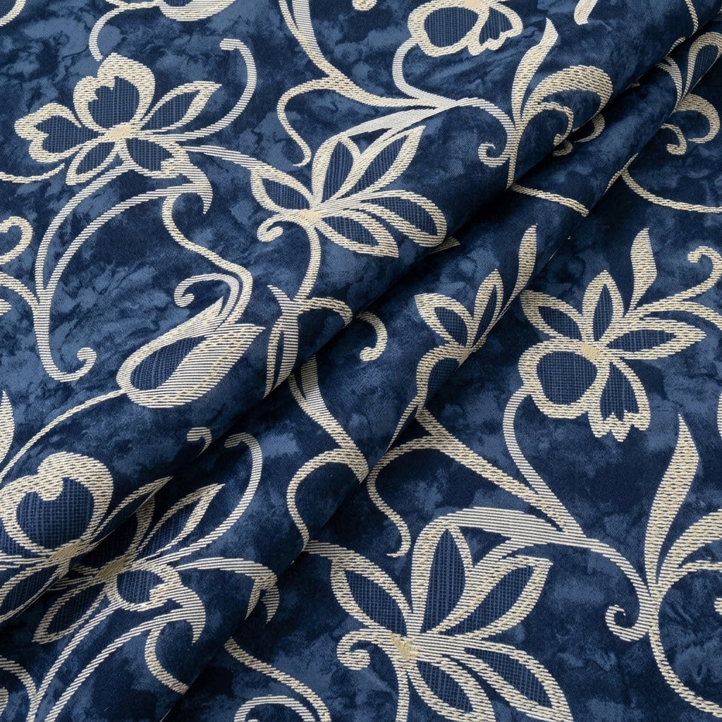 Folded Blue Foil Print Rayon Fabric