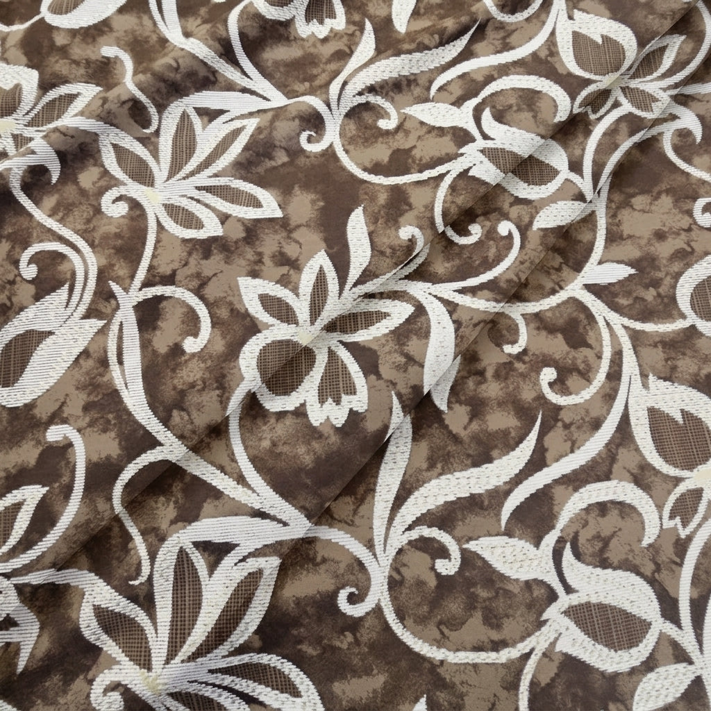 Folded Brown Foil Print Rayon Fabric