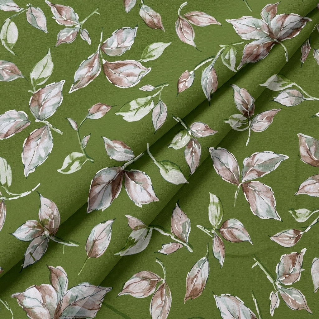Folded Green Foil Print Rayon Fabric