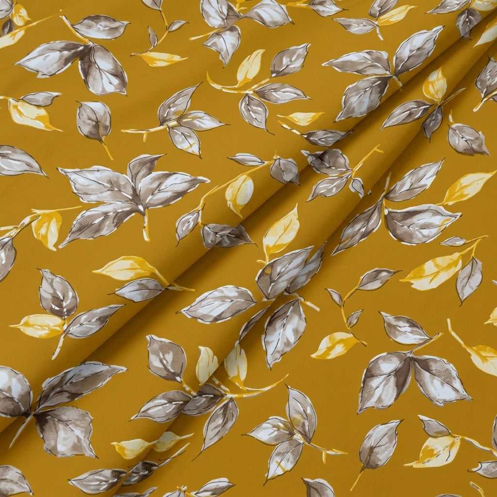 Folded Yellow Foil Print Rayon Fabric