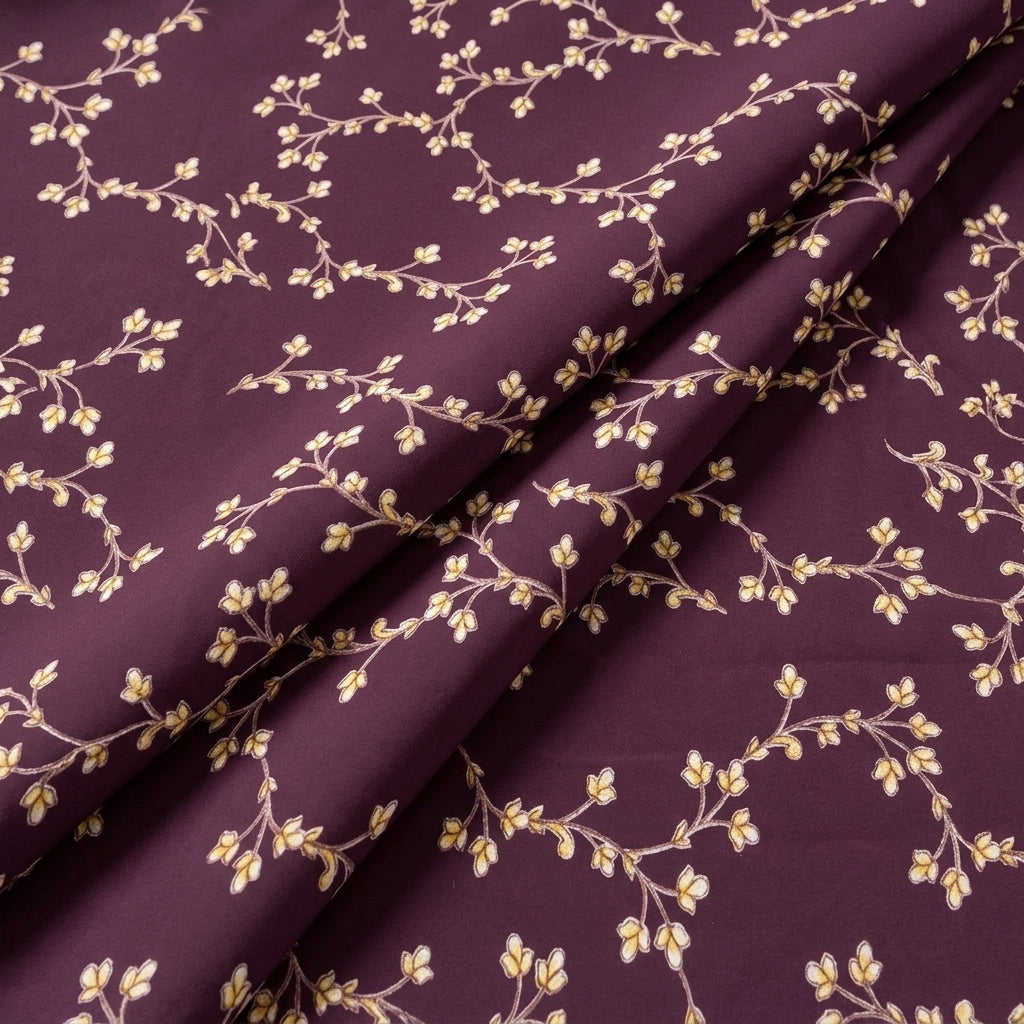 Folded Wine Floral Rayon Fabric