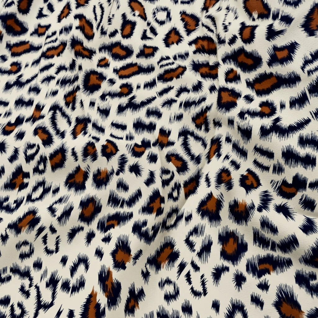 Swirled Grey Animal Print Rayon Fabric Showing Drape