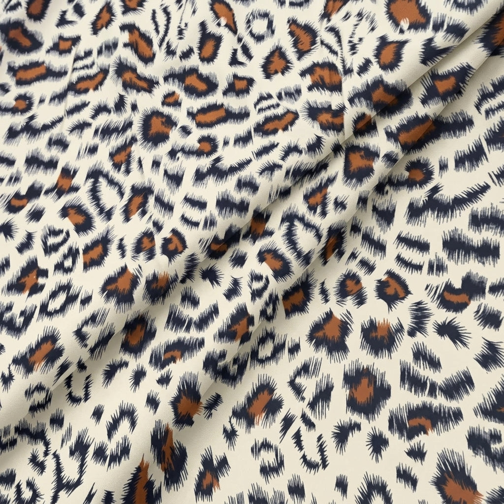 Folded Grey Animal Print Rayon Fabric