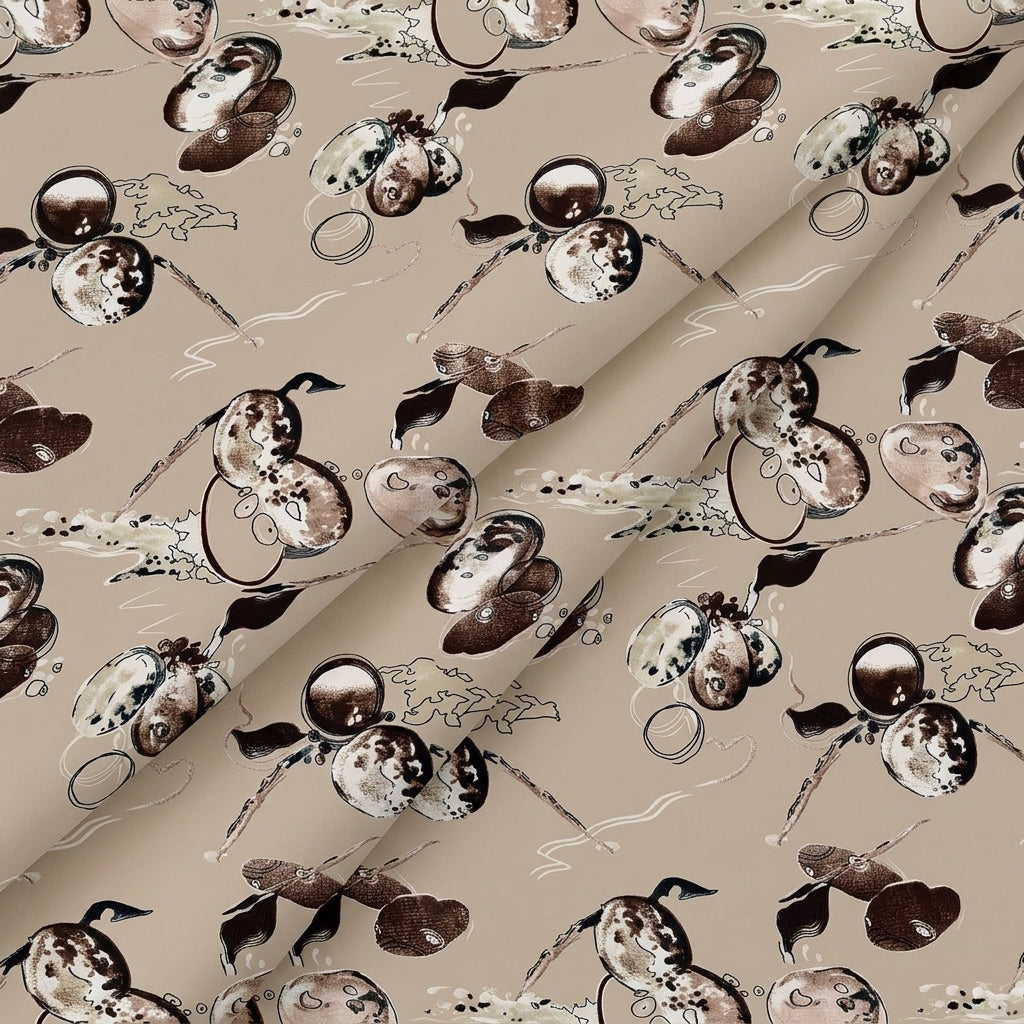 Folded Brown Floral Crepe Fabric