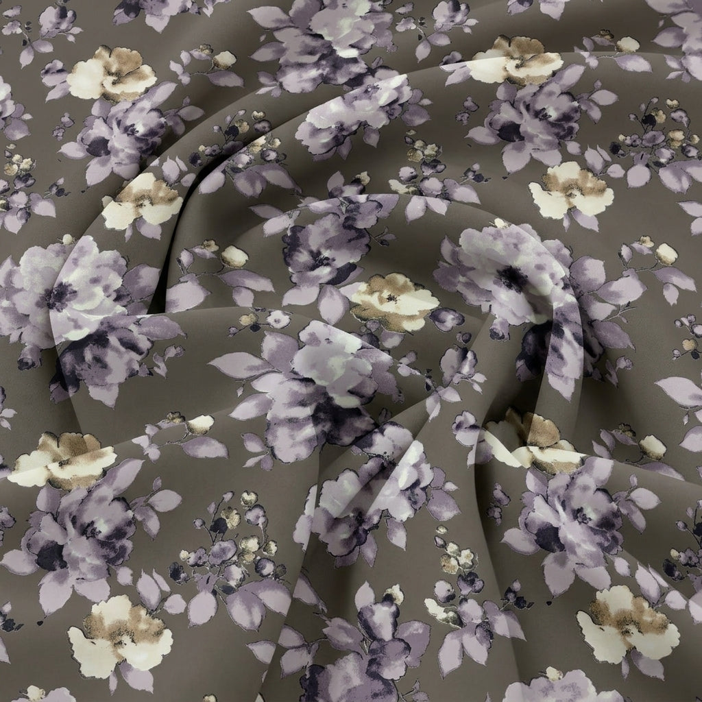 Swirled Green Floral Crepe Fabric Showing Drape