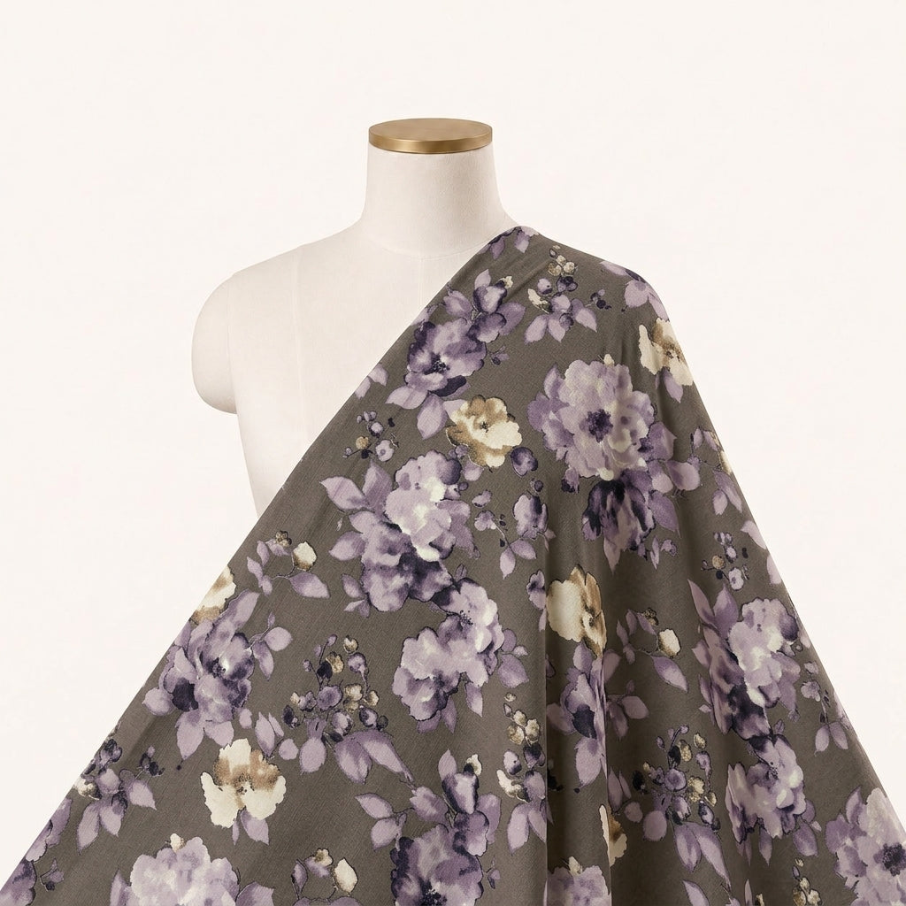 Green Floral Crepe Fabric Draped as a saree