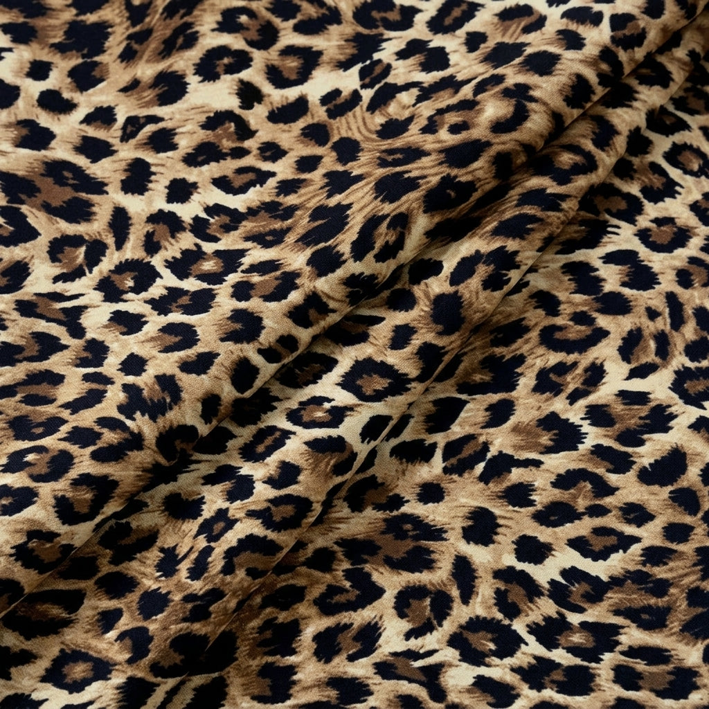 Folded Brown Animal Print Crepe Fabric