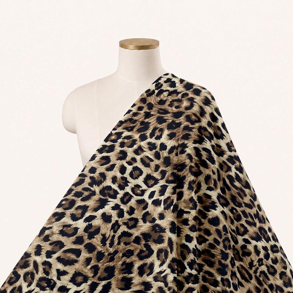 Brown Animal Print Crepe Fabric Draped as a saree
