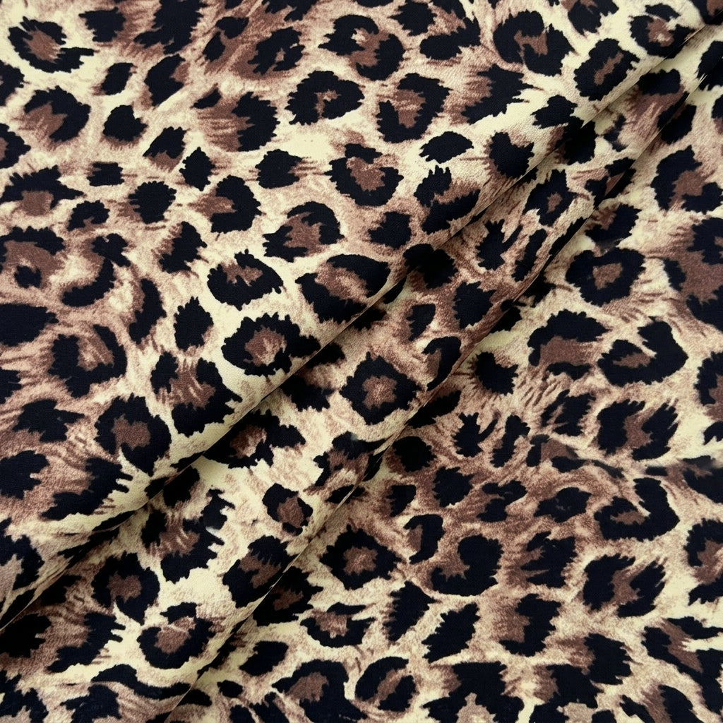 Folded Brown Animal Print Crepe Fabric