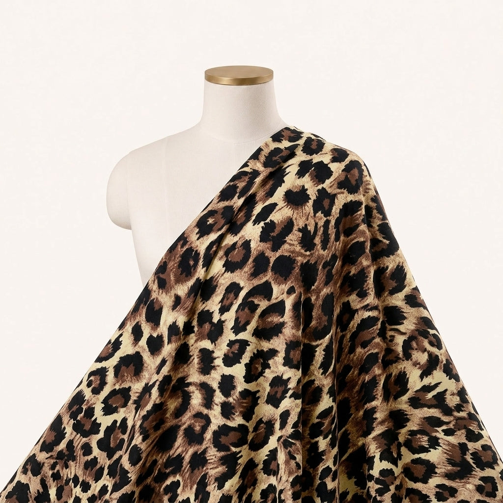 Brown Animal Print Crepe Fabric Draped as a saree