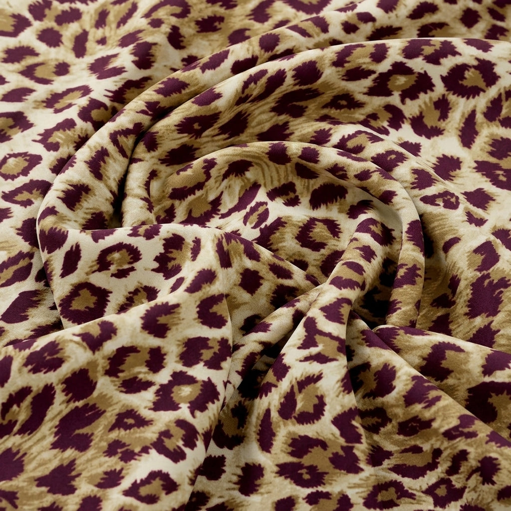 Swirled Pink Animal Print Crepe Fabric Showing Drape