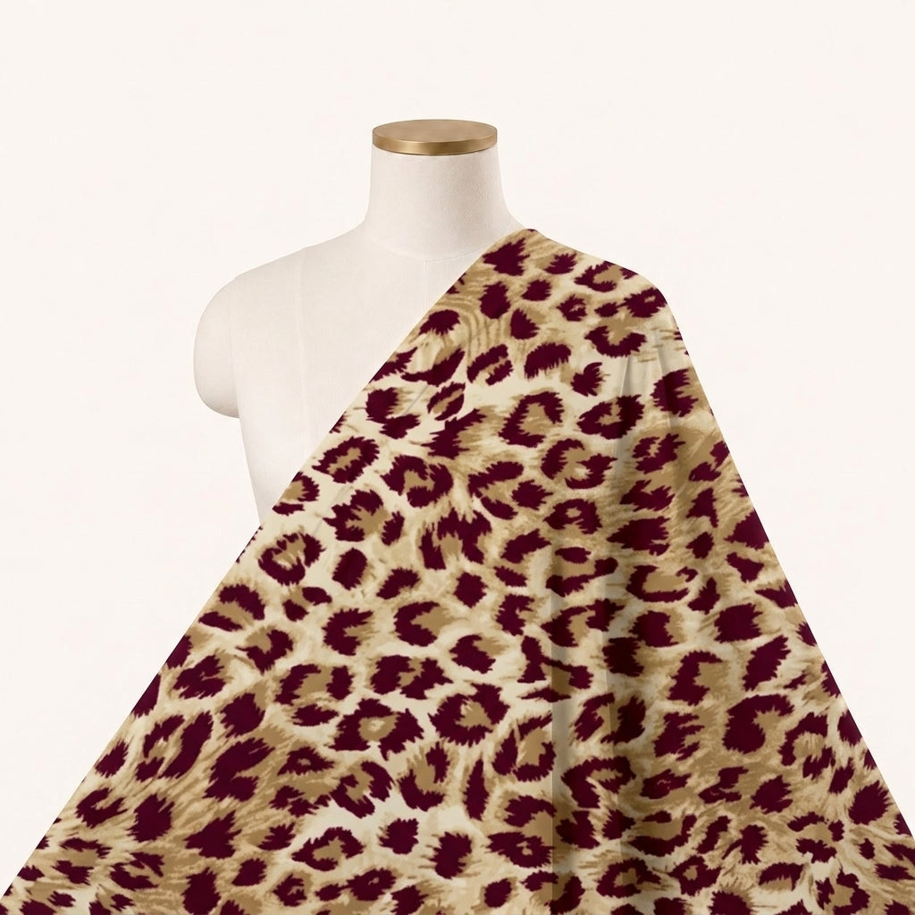 Pink Animal Print Crepe Fabric Draped as a saree