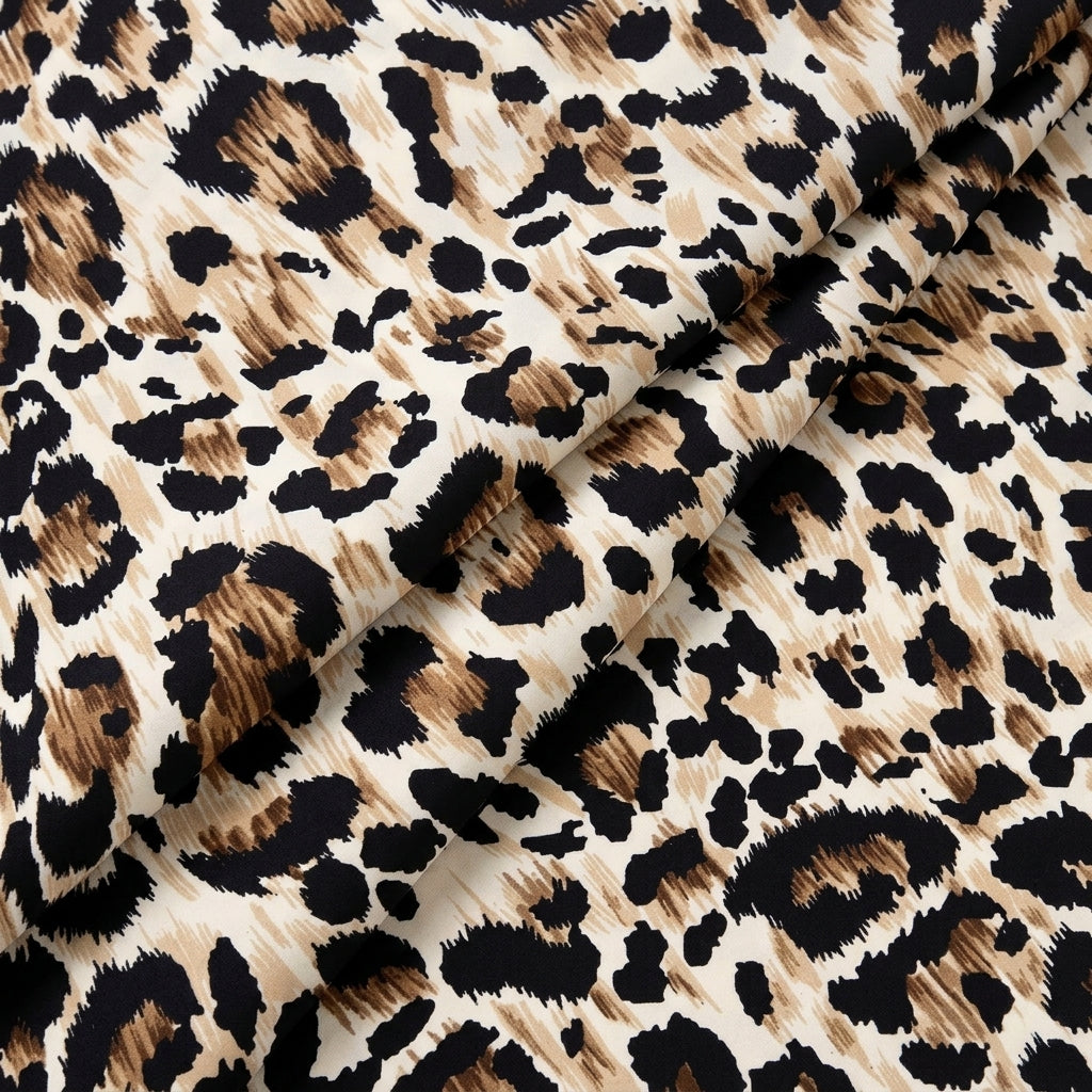Folded White Animal Print Crepe Fabric